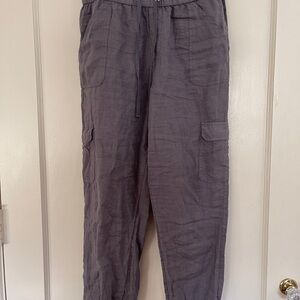 Nicole Miller Slate Gray Cargo Drawstring Pants